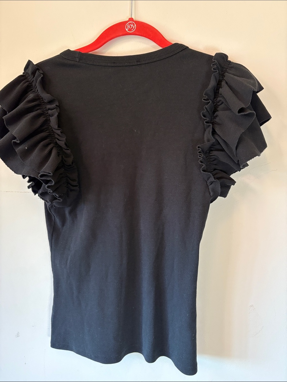 Express Black Ruffle Short Sleeve Tee - Picture 3 of 4